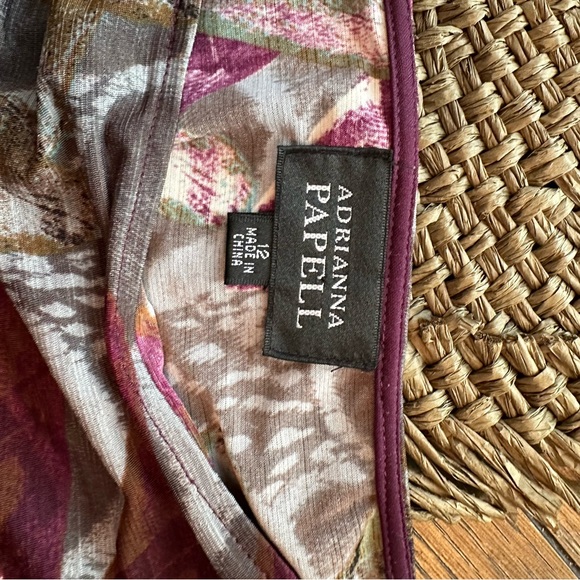 Adrianna Pappel color top size 12 polyester detail 3/4 sleeves size 12 - Picture 2 of 6